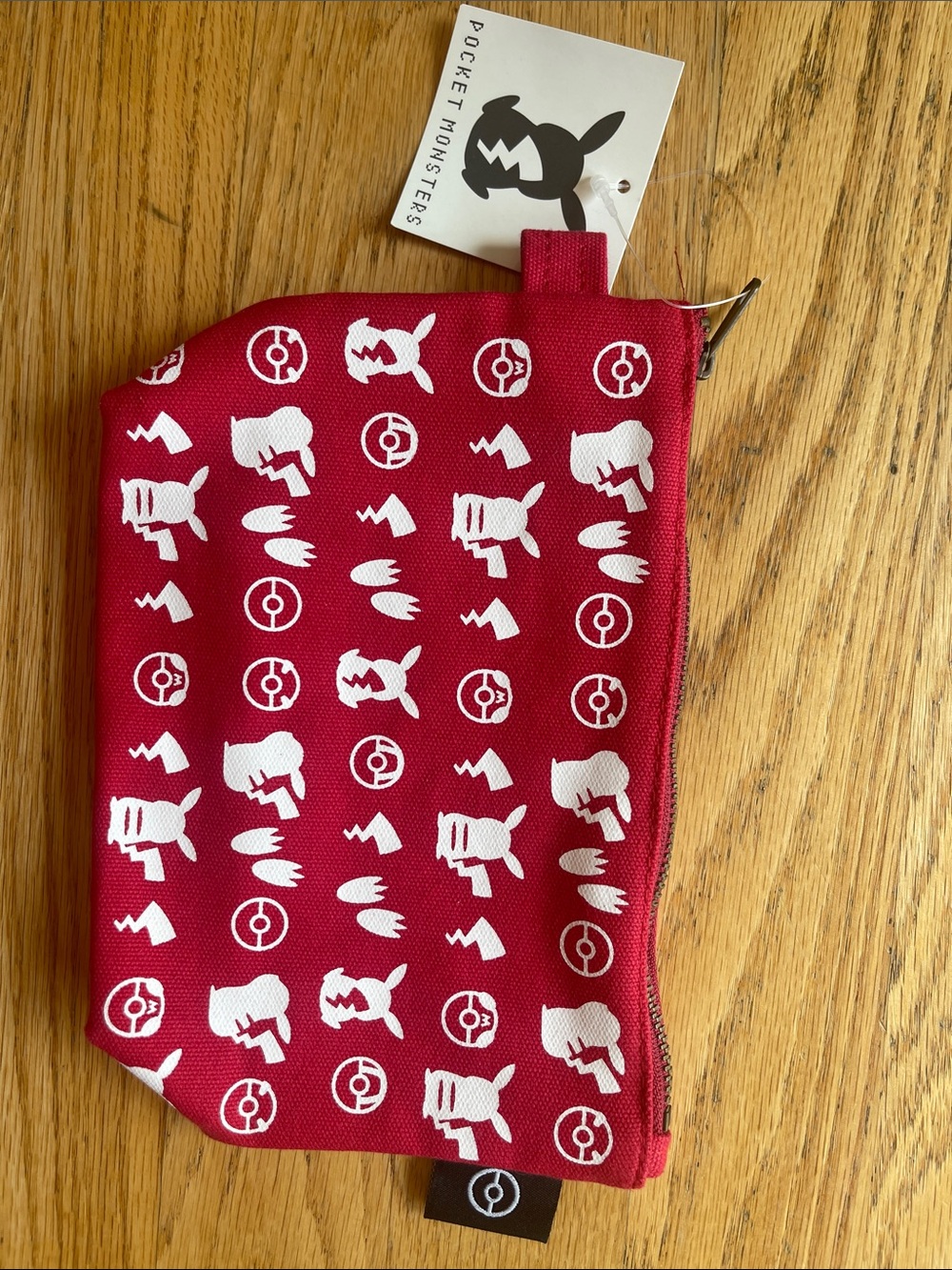 Red Pikachu Pattern Zip Pouch